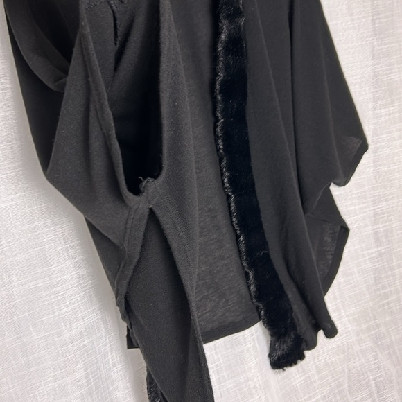 vtg Simply Irresistible,cardigan, faux fur trim,black,sheer,batwing,fairy L -XL - Picture 8 of 14